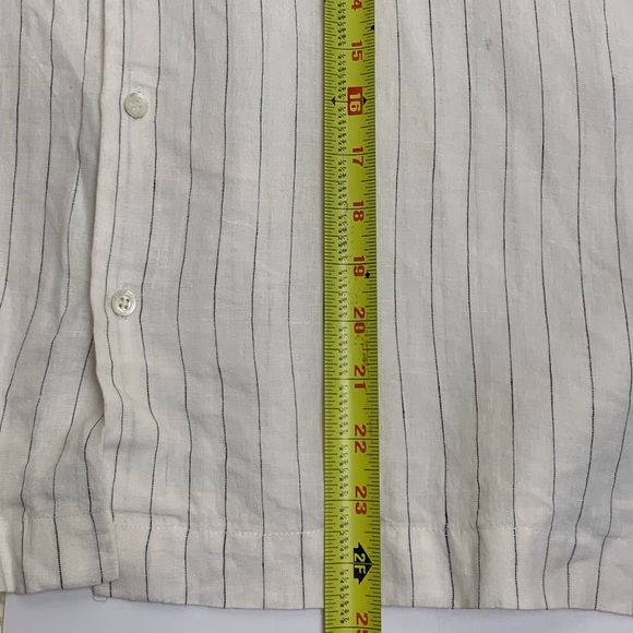Eskandar Top Women Shirt Size 0 White Pinstripe Linen Tunic Button Up Vintage - Picture 6 of 11